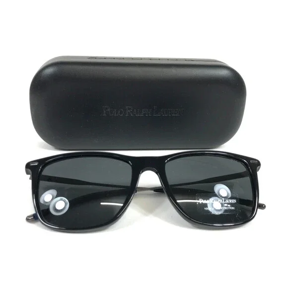 Polo Ralph Lauren Sunglasses PH4163 5001/87 Shiny Black Frames with Gray Lenses - Picture 2 of 11